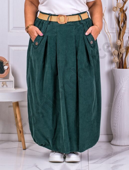 Plus size κοτλέ φούστα με πιέτες-πράσινο-κωδ 3109-3