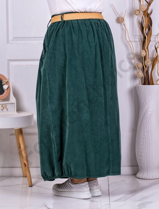 Plus size κοτλέ φούστα με πιέτες-πράσινο-κωδ 3109-3