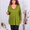 Plus size τουνίκ ψιλό πλεκτό με V λαιμόκοψη-λάιμ-κωδ 1278-2