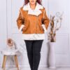 Plus size βελούδινο μπουφάν με γούνα-ταμπά-κωδ 0118-2