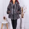 Plus size γούνινο παλτό με κουκούλα-ανθρακί-κωδ 9055-2