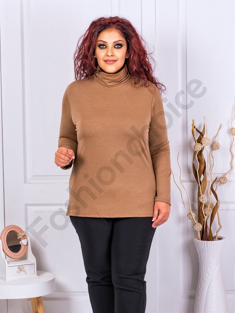 Plus size μπλούζα ζιβάγκο-μπεζ-κωδ 1002-9
