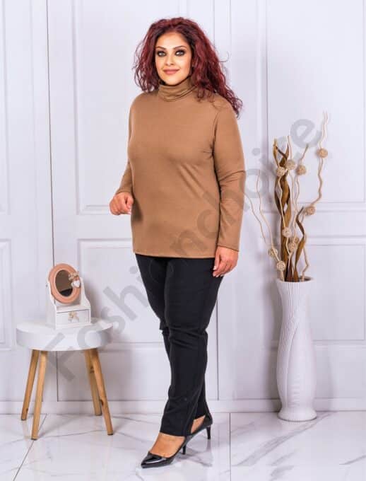 Plus size μπλούζα ζιβάγκο-μπεζ-κωδ 1002-9