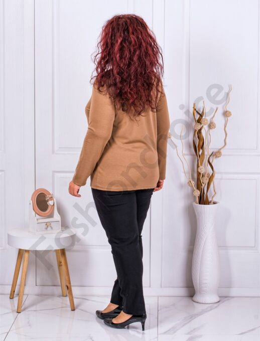 Plus size μπλούζα ζιβάγκο-μπεζ-κωδ 1002-9