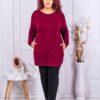 Plus size τουνίκ ψιλό πλεκτό με τσέπες-μπορντό-κωδ 2021-9