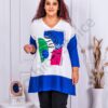 Plus size τουνίκ με χαρούμενο τύπωμα-μπλε ρουά-κωδ 1517-1