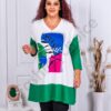 Plus size τουνίκ με χαρούμενο τύπωμα-πράσινο-κωδ 1517-2