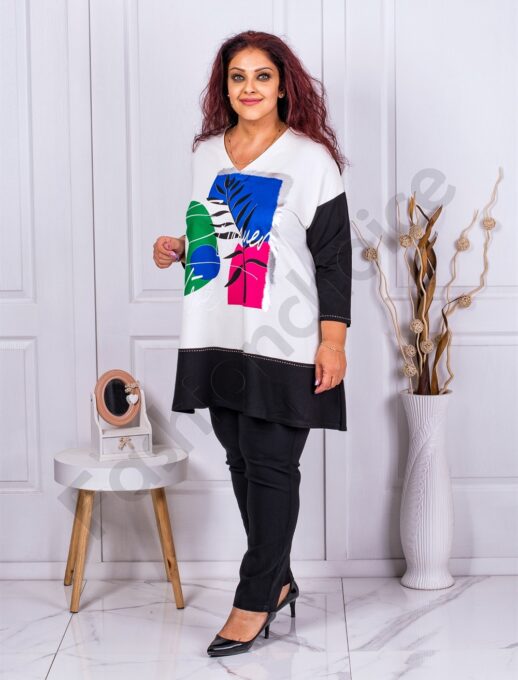 Plus size τουνίκ με χαρούμενο τύπωμα-μαύρο-κωδ 1517