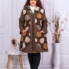 Plus size παλτό με ιδιαίτερο ντεσέν-καφέ-κωδ 9072-2