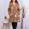 Plus size παλτό με ιδιαίτερο ντεσέν-καμηλό-κωδ 9072-1