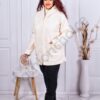 Plus size βελούδινο παλτό με κουκούλα-εκρού-κωδ 60797-2