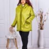 Plus size βελούδινο παλτό με κουκούλα-lime-κωδ 60797-1