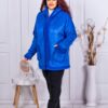Plus size βελούδινο παλτό με κουκούλα-μπλε ρουά-κωδ 60797-3
