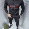 Ανδρικό σετ φόρμα Hoodie με επένδυση-μαύρο-κωδ 2357