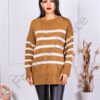 Γυναικείο Oversize ριγέ πουλόβερ-μπεζ-κωδ 23712-2
