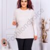 Plus size πλεκτή καρό μπλούζα-εκρού-κωδ 6380-3