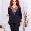 Plus size επίσημη μπλούζα με τούλι και ροζ παγιέτες-κωδ 23056