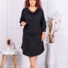 Plus size ντραπέ φόρεμα με λεπτομέρεια λούρεξ-μαύρο-κωδ 3079