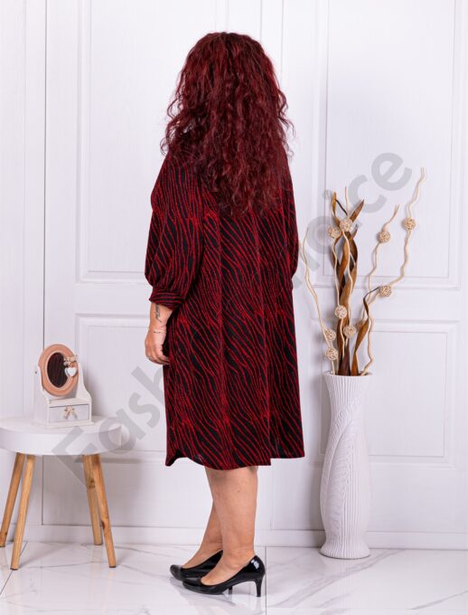 Plus size ντραπέ φόρεμα με λεπτομέρεια λούρεξ-κόκκινο-κωδ 3079-2