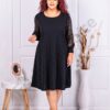 Plus size φόρεμα με μανίκια τούλι και παγιέτες-κωδ 21580