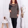 Plus size τουνίκ με λούρεξ ριγέ και τούλι-κωδ 1393-2
