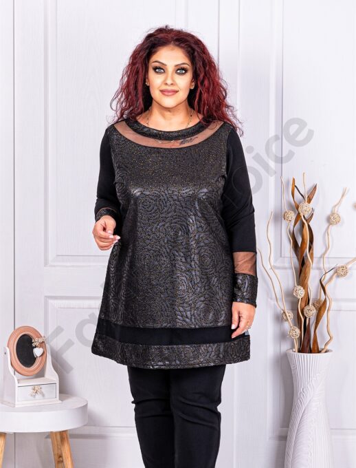 Plus size τουνίκ με λούρεξ τριαντάφυλλο-χρυσό-1309-7