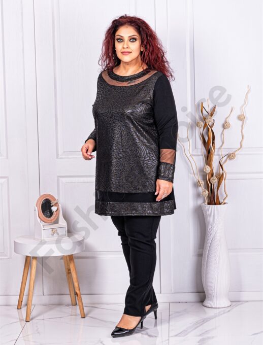 Plus size τουνίκ με λούρεξ τριαντάφυλλο-χρυσό-1309-7