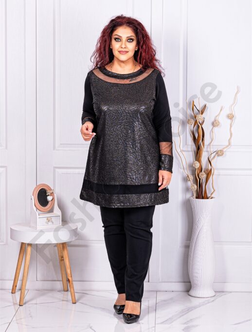 Plus size τουνίκ με λούρεξ τριαντάφυλλο-χρυσό-1309-7