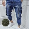 Ανδρικό μπλε Jogger τζιν με αγκράφες-κωδ 913