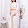 Γυναικείο σετ crop top και παντελόνι-εκρού-κωδ 4004-1