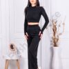 Γυναικείο σετ crop top και παντελόνι-μαύρο-κωδ 4004