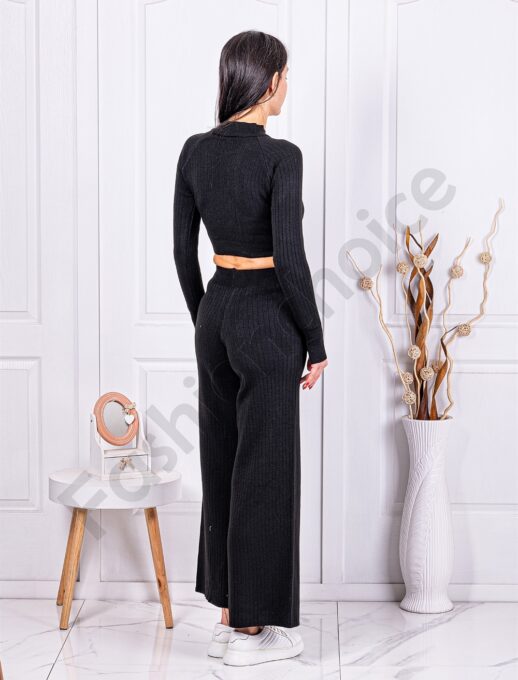 Γυναικείο σετ crop top και παντελόνι-μαύρο-κωδ 4004