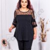 Plus size επίσημη μπλούζα με πουά τούλι-κωδ 23044-2