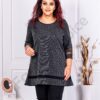 Plus size λούρεξ μπλούζα με τούλι-ασημί-κωδ 1399-1