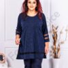 Plus size λούρεξ μπλούζα με τούλι-μπλε-κωδ 1399-4