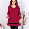 Plus size λούρεξ μπλούζα με τούλι-κόκκινο-κωδ 1399-5