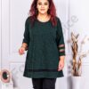 Plus size λούρεξ μπλούζα με τούλι-πράσινο-κωδ 1399