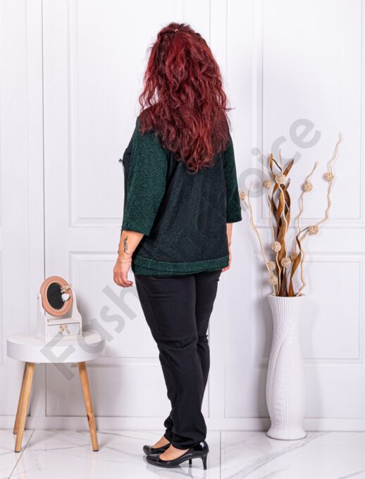 Plus size λούρεξ μπλούζα με τούλι-πράσινο-κωδ 1150-4