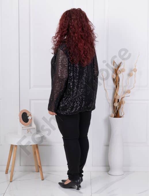 Plus size μπλούζα με παγιέτες-μαύρο-κωδ 241026