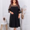 Plus size κομψό μαύρο φόρεμα με πουά τούλι-κωδ 23064