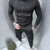 Ανδρικό σετ με hoodie ανάγλυφη υφή-μαύρο-κωδ 289