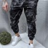 Ανδρικό Cargo παντελόνι με μαρμάρινο εφέ-μαύρο-κωδ 9966