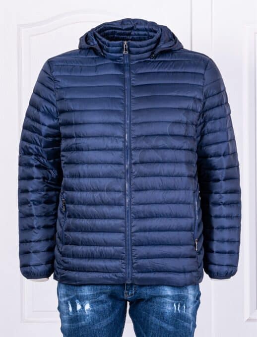 Ανδρικό plus size μπουφάν με κουκούλα/4XL-8XL/-μπλε-κωδ 2330-1