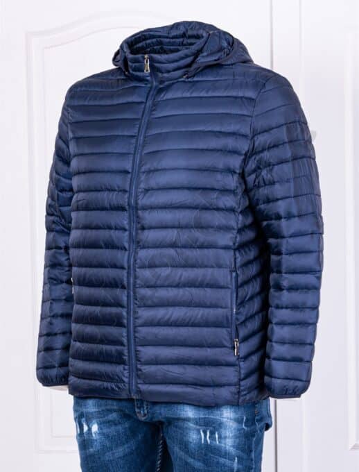 Ανδρικό plus size μπουφάν με κουκούλα/4XL-8XL/-μπλε-κωδ 2330-1