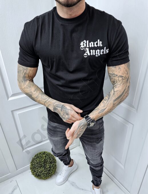 Ανδρική κοντομάνικη μπλούζα Black Angels με τύπωμα στη πλάτη-κωδ 7015