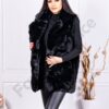 Γυναικείο γούνινο γιλέκο με μεγάλο γιακά-μαύρο-κωδ 70