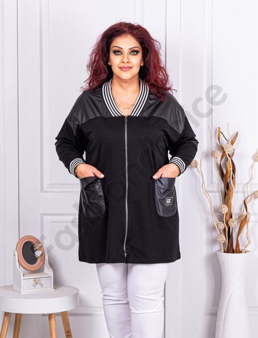 Plus size τζάκετ με ριγέ μοτίβα-κωδ 1374
