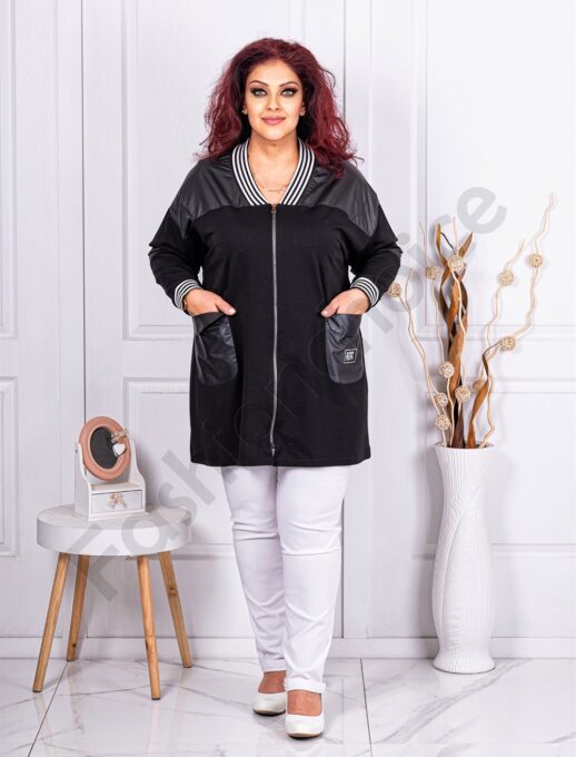 Plus size τζάκετ με ριγέ μοτίβα-κωδ 1374