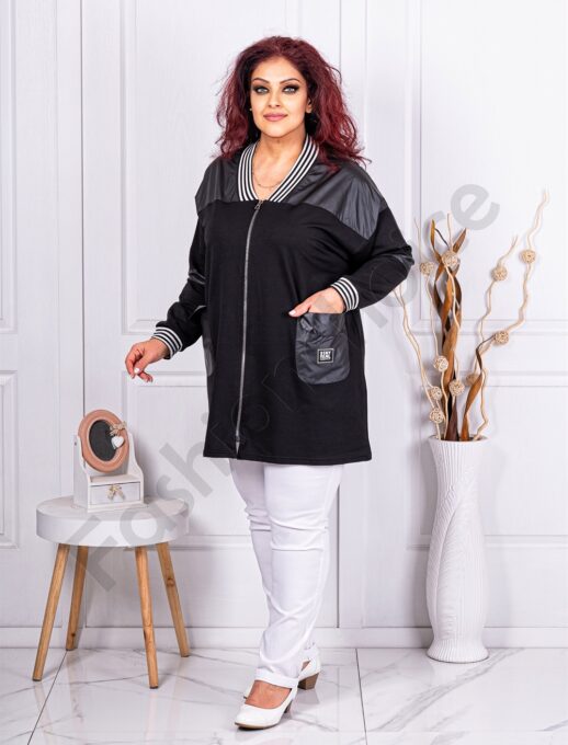 Plus size τζάκετ με ριγέ μοτίβα-κωδ 1374