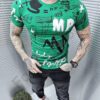 Ανδρικό T-shirt με επιγραφές-πράσινο-κωδ 6231-2